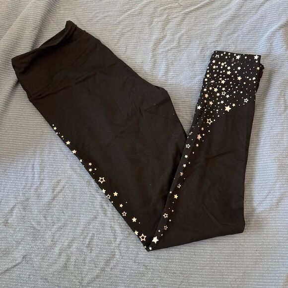 Victoria’s Secret Sport Black Leggings with Silver Star Print – Size M - Picture 1 of 4